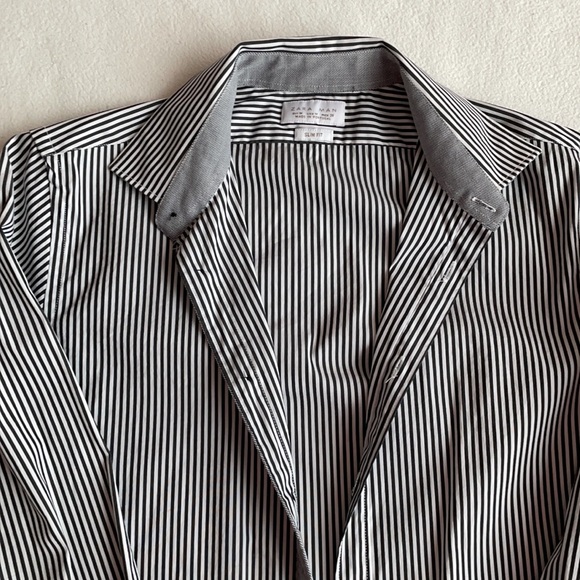 Zara striped dress shirt - grey and white, size M slim fit - Picture 3 of 4